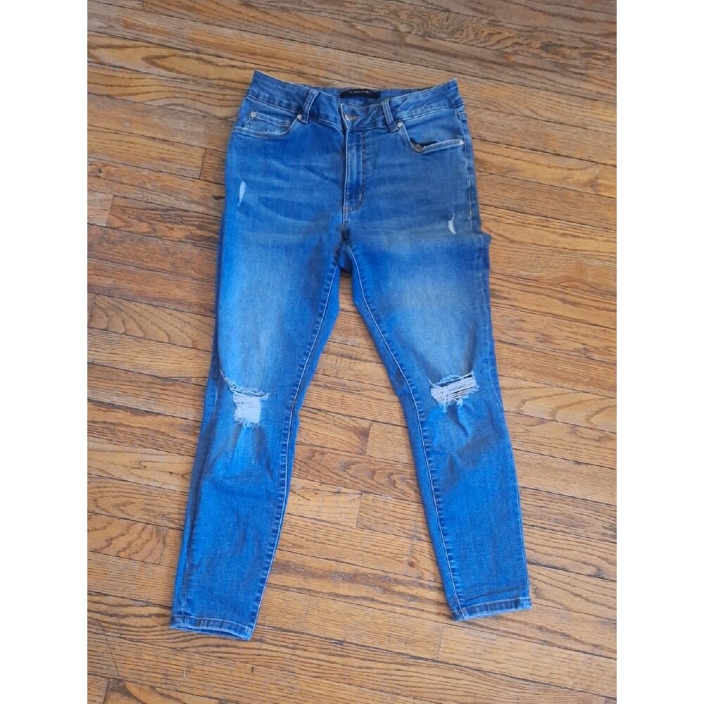 Tahari Light Blue Distressed Denim Jeans